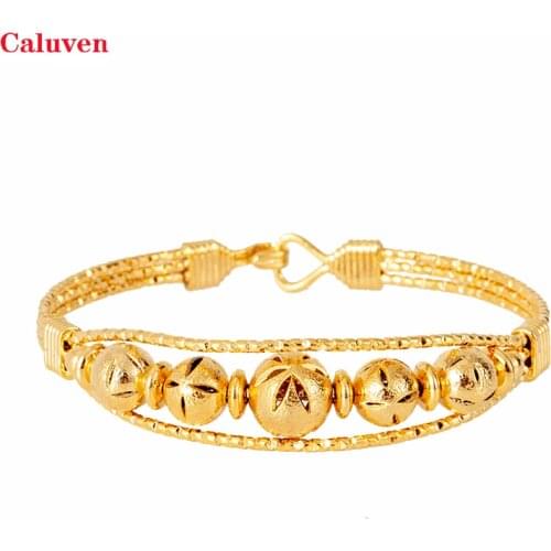 Copper Ball Ethiopian Gold Bracelets&Bangles Indian Bracelets Dubai Beads Bangles for Women Arabic Bangles Bridal Jewelry