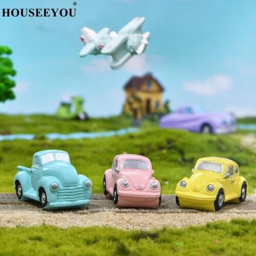 Vehicle Series Miniature Micro Landscape Car Airplane Motorcycle Antique Truck Bus Beetle Resin DIY Succulent Bonsai Decoration