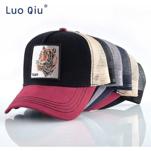 Fashion Baseball Cap Tiger Embroidery Patch Snapback Hats For Men Women Breathable Mesh Trucker Bone Unisex Hip Hop Casquette