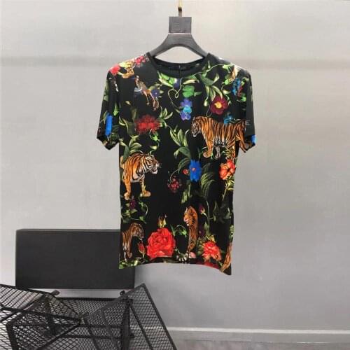 Summer Hot Fashion floral print Mens T-shirts High quality casual Tee Tops C019