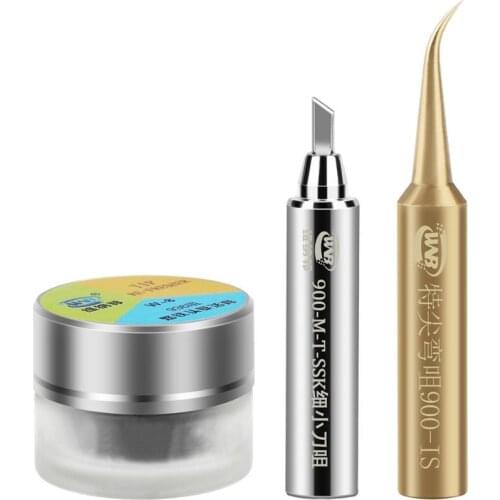 Lead-free/Oxygen-free Copper Soldering Iron Tip Set Repair Tool & Oxide Solder Head Resurrection Refresher Cream Clean Paste
