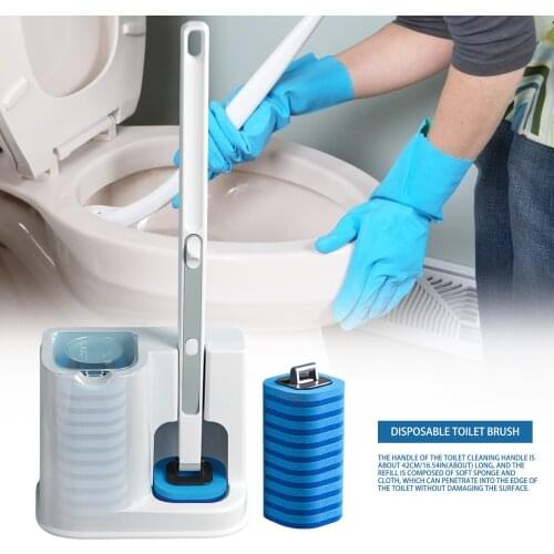 Disposable Bathroom Toilet Brush Cleaner With Long Handle No Dead Corner Cleaning Brush Replacement Brush Head And Plunger Set