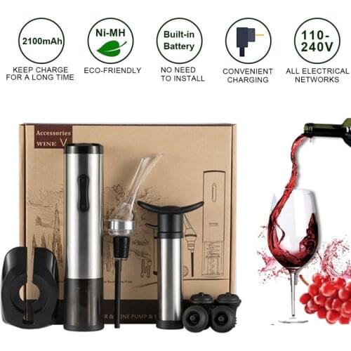 Rechargeable Electric Wine Opener Set USB Charging Automatic Wine Champagne Corkscrew Home Bar Wine Bottle Opener Suit Tools
