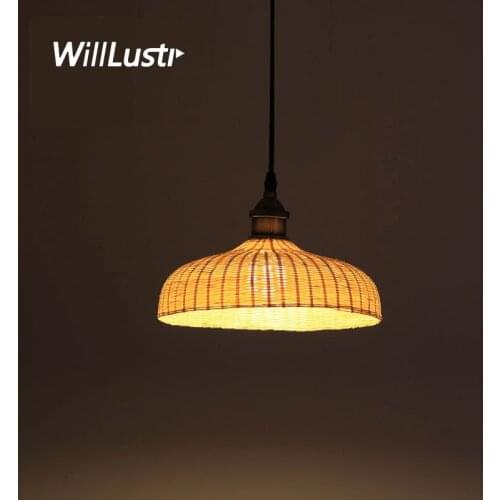 Hand Knitted Bamboo Pendant Lamp Southeast Asia Style Restaurant Hotel Lounge Dining Room Bedroom Pastoral Suspension Lighting