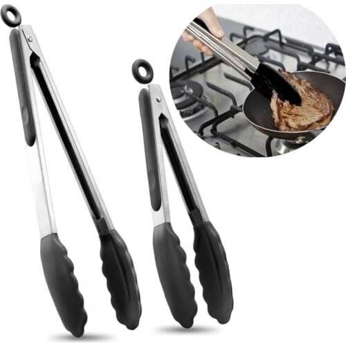 Stainless Steel BBQ Grilling Tong Clip Salad Bread Serving Tong Kitchen Non-Stick Clamp Baking Barbecue Grilling Cooking Tong