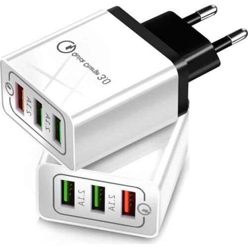 SIANCS Universal Quick Charge 3.0 USB Charger For iPhone Samsung Huawei EU Plug 3 Port USB Mobile Phone Safe Fast Charger