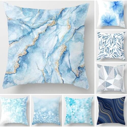 Blue Geometric Cushion Cover for Sofa Car Office Home Decor Pillow Cover Modern Simplicity Throw Pillow Case 45x45cm