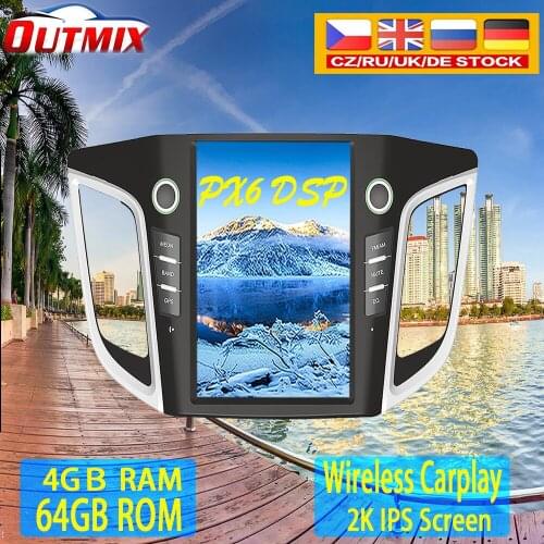 For Hyundai IX25 and Creta 2014-2019 Tesla Style Android 9.0 Stereo Head Unit Multimedia Player Auto Radio Tape Recorder 4+64gb