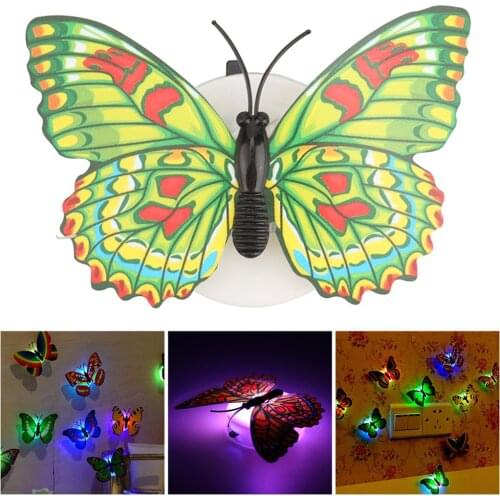 Lovely Butterfly LED Night Light Color Changing Light Lamp Beautiful Home Decorative Wall Nightlights Energy-Saving Lamp