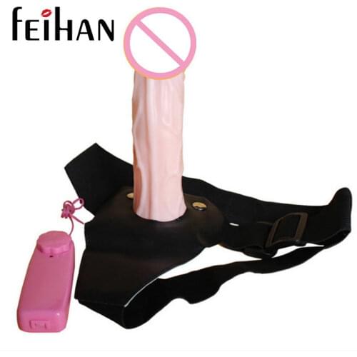 FEIHAN Wearable Vibrating Penis Adult Sex Toys Silicone Lesbian Strap On Harness Vibrator Dildo For Couples Hollow Design Men