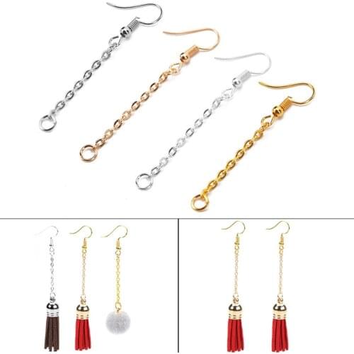 20pcs Gold Silver Color Iron Earring Hooks Wires With Ear Earrings Pendant Charms Connector For Jewelry Making Findings Supplies