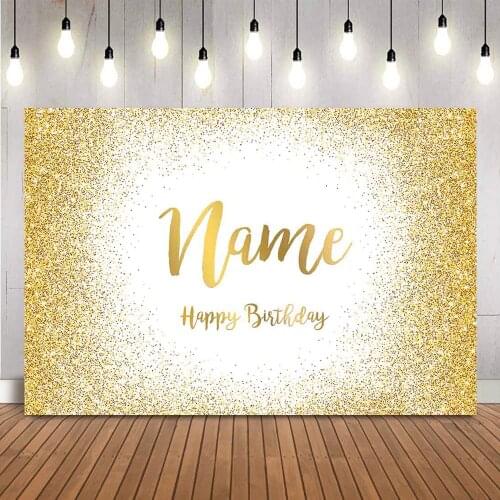 Gold glitter birthday backdrop Customize personalize background for photocall boda wedding bridal Shower shiny dots photocall