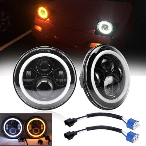 2x 7" Round LED Headlight Bulbs 120W 7 Inch Motorcycle LED Headlights DRL Driving Light Headlamp for Jeep