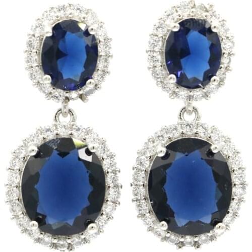 35x16mm SheCrown Delicate Fine Cut Created Pink Kunzite Tanzanite CZ For Ladies Birthday Gift Daily Wear Silver Earrings