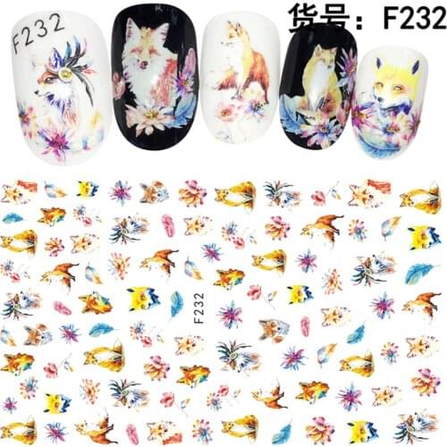 5 sheets Cute animal design beauty ADhesive Nails Art decorations Stickers decals nail accessories manicure DIY tools F231-235