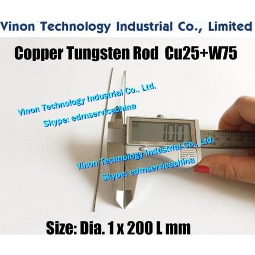 5PCS PACK) Dia.1.0x200Lmm Copper Tungsten Rod CuW75 (Copper 25%+Tungsten 75%),edm Tungsten Copper Alloy Electrode Bar for Spark