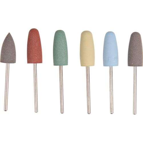 6pcs Silicone Rubber Handpiece Polishing Burs Set Dental Lab Kit Cone Shape Grinding Heads Oral Hygiene Equipment