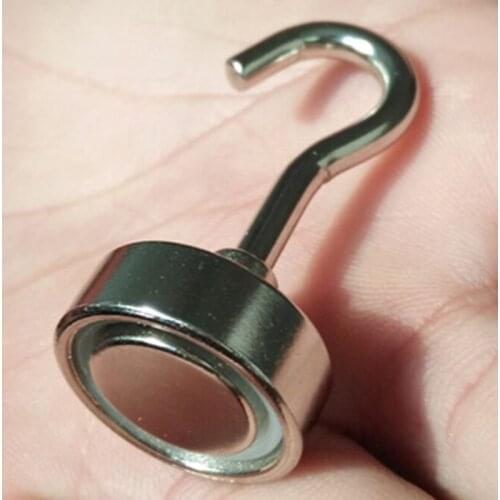 8PCS D20mm strong neodymium magnetic hook with vertical pull force 13KG