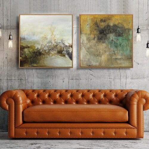 HD Print Yellow Gray Abstract Oil painting on Canvas Scandinavian Art Poster Wall Picture for Living Room Sofa Home Decoration