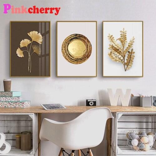 Golden leaves 3 Pieces Diamond Painting Cross Stitch Full Square Round still life Diamond Mosaic Kit puzzles