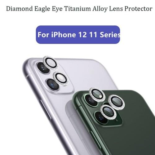 Diamond Camera Protector For iPhone 12 11 Pro Max 12Mini Back Lenses Metal Case Bling Sticker Rear Lens Ring Cover Protective