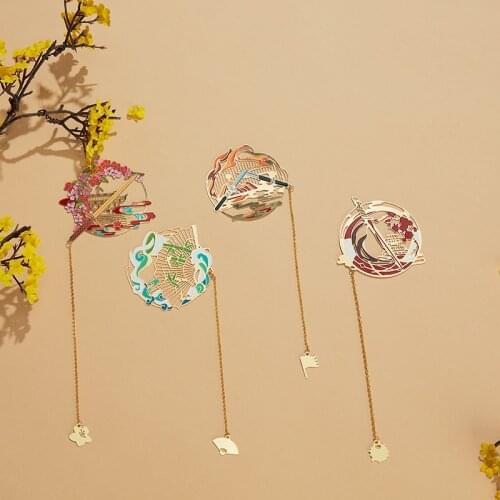 Anime Tian Guan Ci Fu Hua Cheng Xie Lian Metal Bookmarks Chinese style Antiquity Classic Cartoon Tassels Bookmarks Xmas Gifts