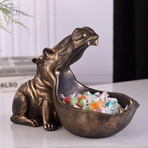 Antique Hippopotamus Storage Ornaments Home Supplies Decoration Furnishings Sundries Candy Holder Living Room Display Artware