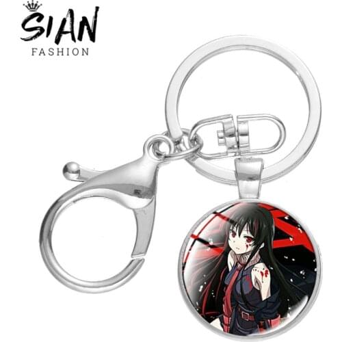 SIAN Popular Japanese Anime Akame Ga Kill Theme Keychain Glass Cabochon Lobster Buckle Key Chain Hign Quality Bag Charms Pendant