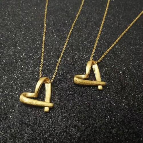 ZHIXI Real 24K 999 Gold Jewelry Heart Pendant Necklace Classic Wedding Gift Solid AU750 Chain for Women Fine Jewelry X506