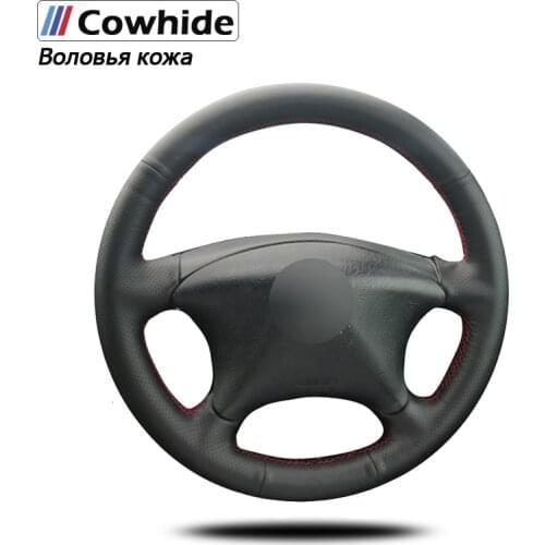 Handsewing Black Genuine Leather Steering Wheel Covers For Citroen Xsara Picasso 2001-2010 Berlingo 2003-2008 C5 2001-2006