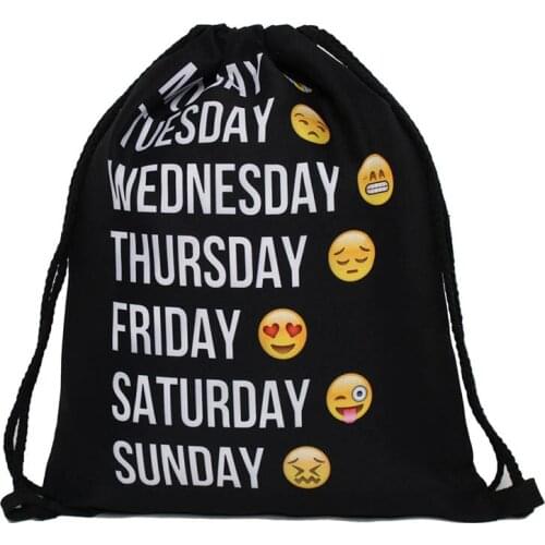 Black Polyester Drawstring Bags School Gym sports storage Bag Cinch Sack polyester Storage Pack Rucksack Backpack Pouch