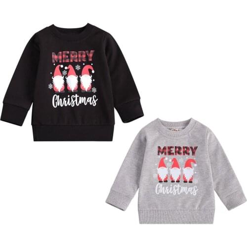 Citgeett Autumn Winter Xmas 0-4Y Toddler Kids Baby Girl Boy Santa Claus MERRY CHRISTMAS Letter Print Sweatshirt Long Sleeve