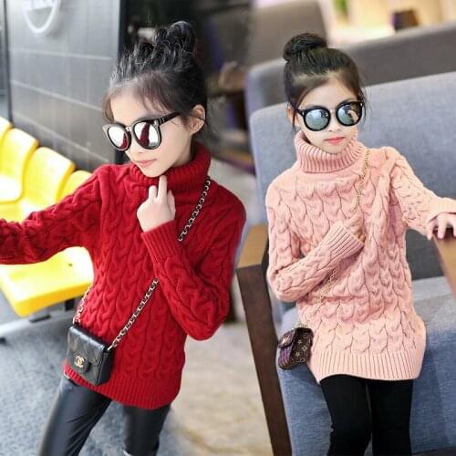 Childrens Turtleneck for Girls Winter Toddler Kids High Neck Pink Warm Pullovers Christmas Sweaters Clothes 5 6 7 8 10 12 Years