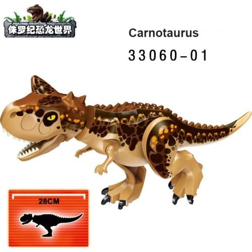 Carnotaurus Jurassic Dinosaurs Figures Brick Tyrannosaurus Pterosauria Indominus World Assemble Building Blocks Kid Toy Dinosuar