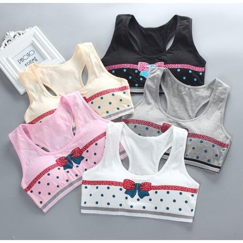 Puberty Young Girls Bras Cotton Training Vests Tops Tanks Girls Sport Kids Students Underwear Bras Children for 8-16 Years Old