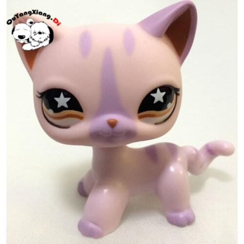 CWM024 Pet Shop Animal Light Purple Siamese Short Hair Kitty Cat doll action Figure kitten