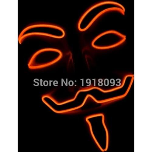 Hot EL Wire V Cosplay LED MASK Costume Guy Fawkes mask Novelty Lighting for party Supplies Decor+DC-3V Cell Box Driver