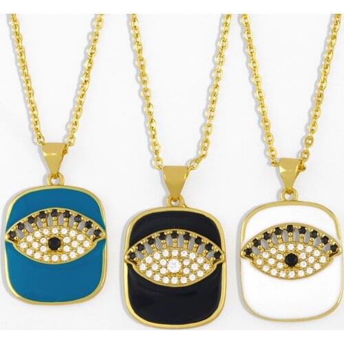 Hip-hop rock drop oil inlaid zircon eyes necklace fashion simple square brand pendant necklace trendy charm