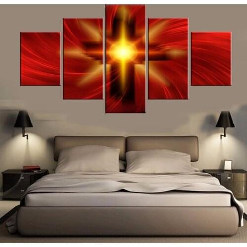 Art Modern Prints Wall Abstract Canvas HD Home Decor 5 Pieces Keep The Faith Modular Christ Cross Pictures Painting Frame PENGDA