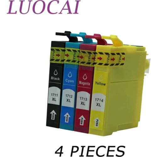 LuoCai 4 Color Compatible Ink Cartridge For Epson T1711 T1712 T1713 T1714 XP-33 103 203 207 303 306 403 406 313 413 printers