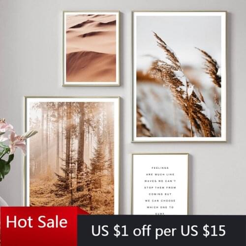 Forest Snowflake Wheat Plant Desert Quotes Prints Art Canvas Painting Wall Decor Pictures For Posters Aesthetic Room Decorative