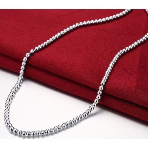 Hot Classic fine 4MM Beads chain 925 Sterling Silver Necklaces for woman fashion brands Jewelry Christmas Gifts party wedding