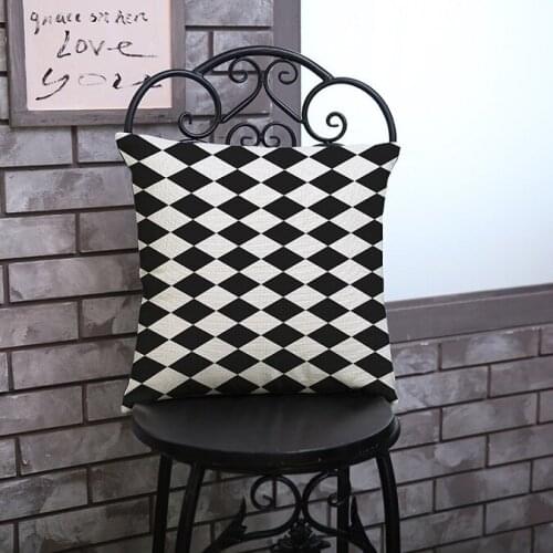 Nordic Style Linen Cotton Geometry Pattern Printed Square Pillow case Home Decor Sofa Throw Pillows45x45cm (18"x 18") A3