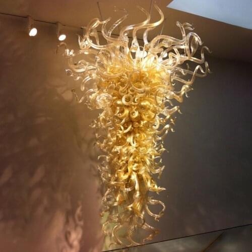 Luxury New Design Warm Beige Colored Murano Glass Chandelier Hanging Lamp Big Led Luminaire Suspension