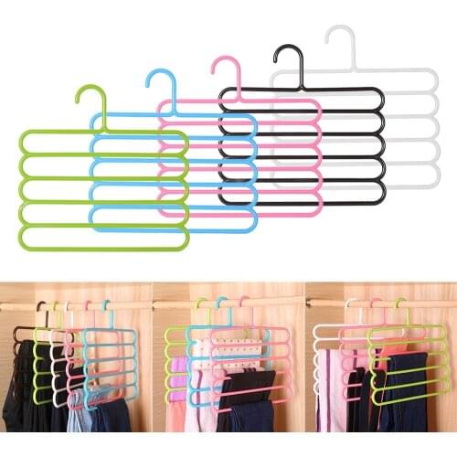5 layers S Shape MultiFunctional Clothes Hangers pants Scarf Tie Belt Towel Holder Storage Hangers Cloth Rack Multilayer 1pcs