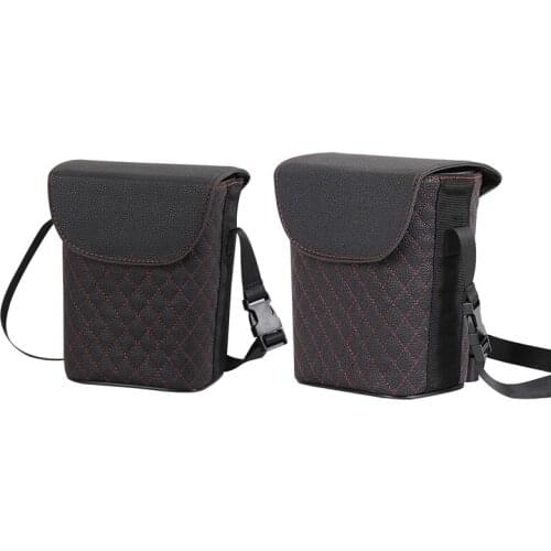 Multifunctional Portable Car Storage Box with Lid Trash Bin Car Organizer Bag Trash Container for Seat Black