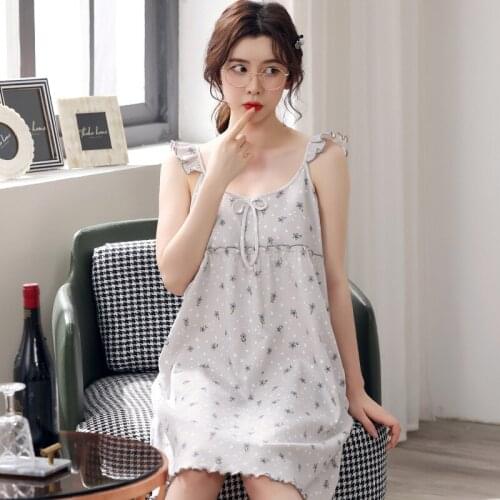 Women Nightgowns Cotton Nightdress Cute Cartoon Nightwear Sweet Princess Long Sleepwear Loose Soft Spring Homewear Plus Size