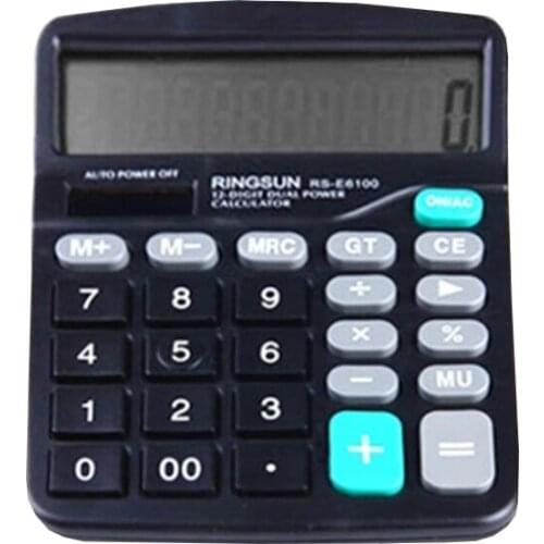 New Arrival Portable Office Commercial Tool Battery or Solar 2in1 Powered 12 Digit Electronic Calculator with Big Button