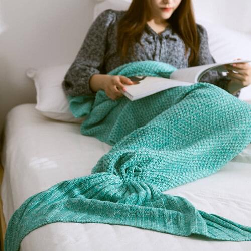 Mermaid Tail Blanket Yarn Kids Throw Bed Wrap Super Soft Sleeping Bed Knitted Handmade Crochet Mermaid Blanke 1pcs/lot birthday