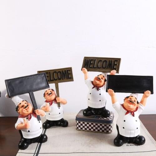 Coffee shop characters chef cook kitchener chefs blackboards Restaurant welcome card fashion creative dining room kitchen statue